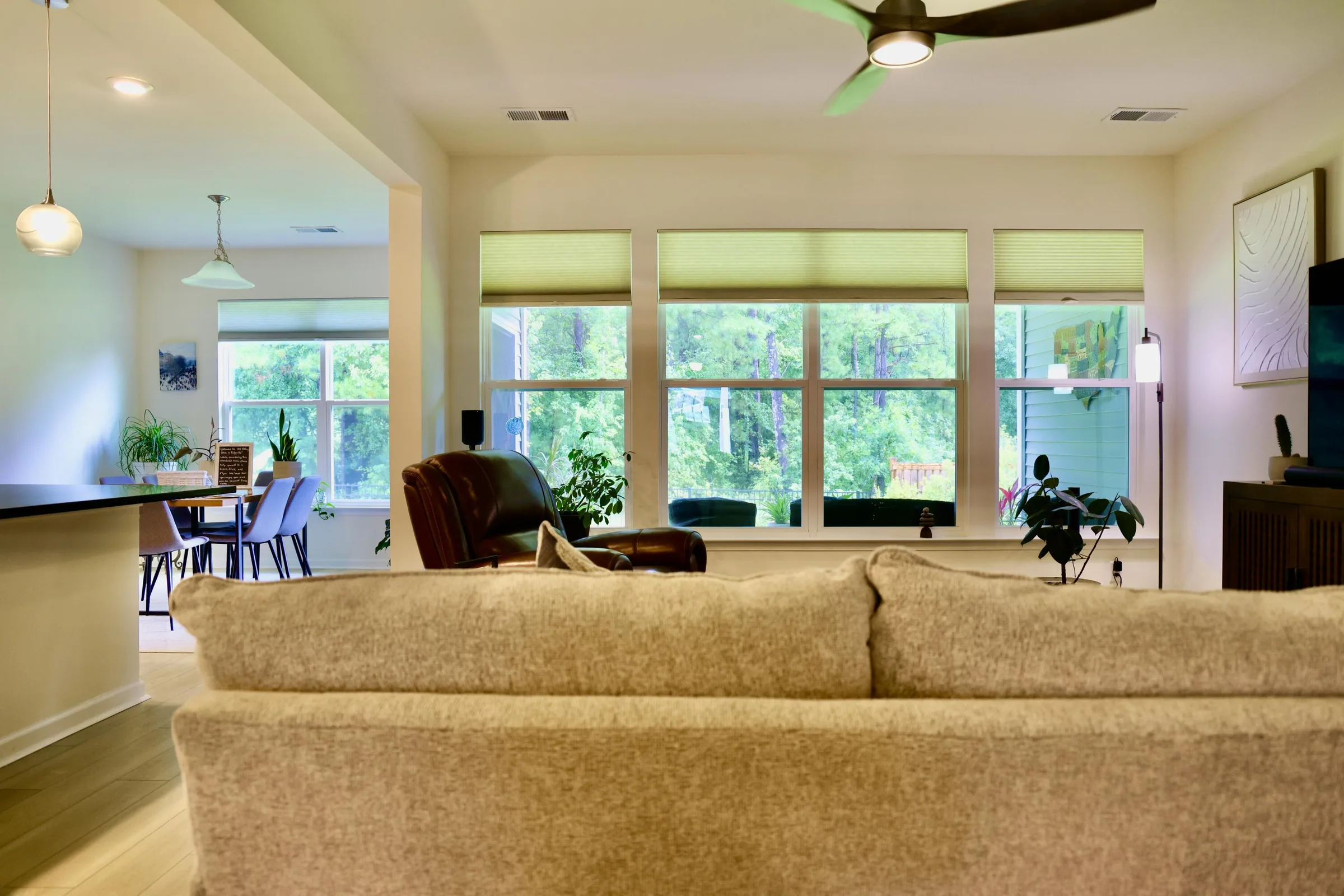 Wooded views through the window wall